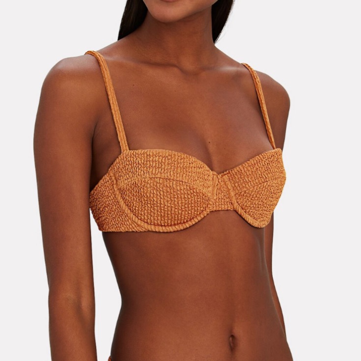 New Veronica Beard Dyer Smocked Bikini Top